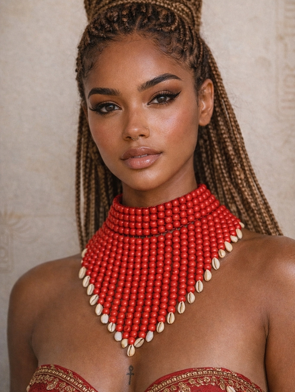 Ethnic Statement Chunky Necklace Multi Strand Colorful Bead Layered, Jewelry